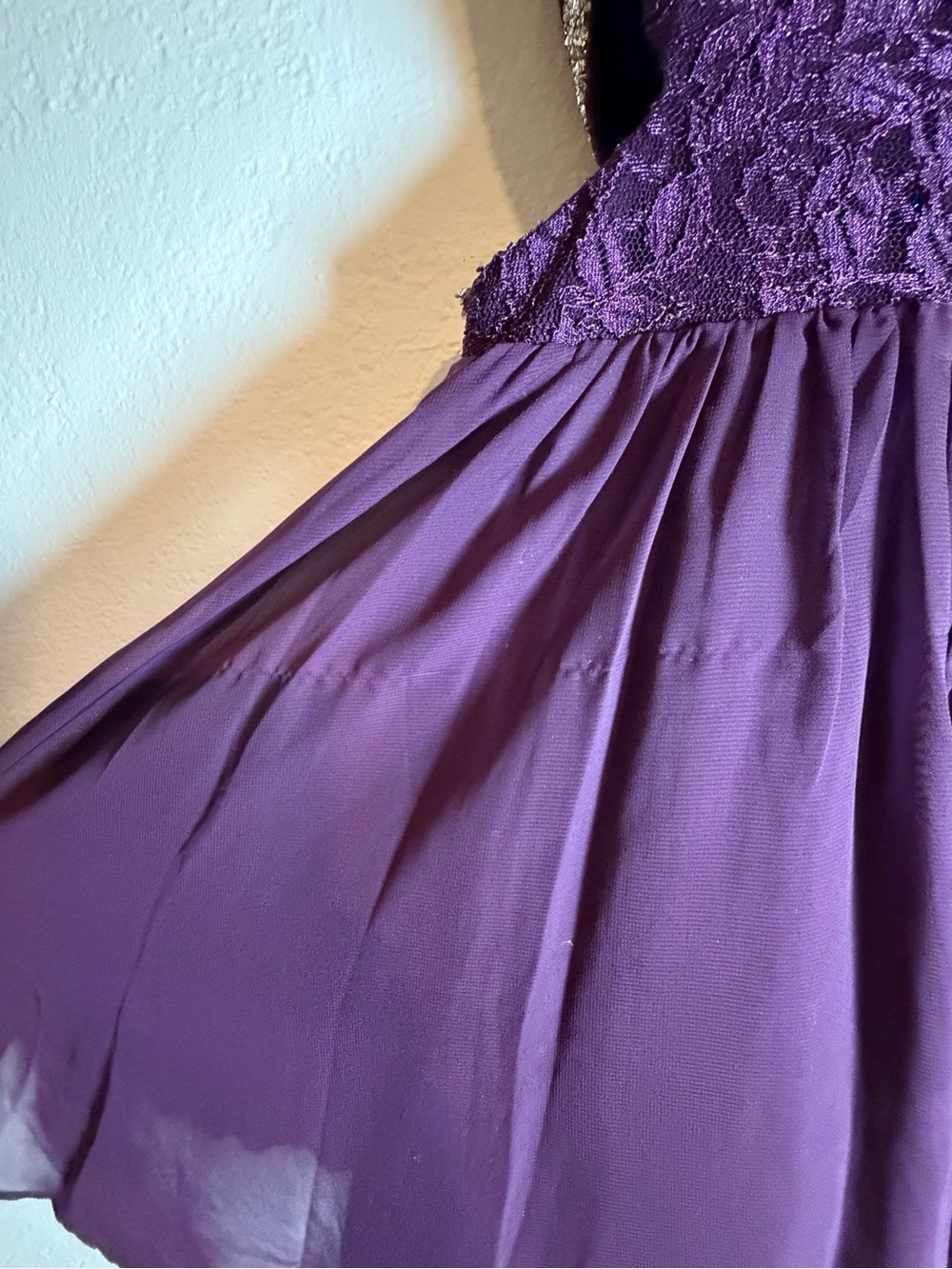 Speechless Plum Lace Mini Dress with Jeweled Waist - Picture 3 of 8